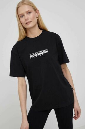 Napapijri bombažna majica - črna. T-shirt iz zbirke Napapijri. Model narejen iz tanka