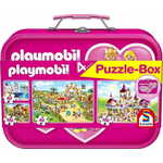 WEBHIDDENBRAND SCHMIDT Playmobil 4v1 Puzzle v pločevinastem kovčku (60,60,100,100 kosov)