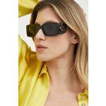 Sončna očala Gucci ženski, črna barva - črna. Sončna očala iz kolekcije Gucci. Model z zrcalnimi stekli in okvirji iz plastike. Ima filter UV 400.