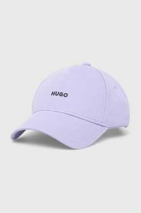 Bombažna bejzbolska kapa HUGO vijolična barva - vijolična. Kapa s šiltom vrste baseball iz kolekcije HUGO. Model izdelan iz enobarvne tkanine.