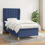 shumee Box spring postelja z vzmetnico modra 80x200 cm blago