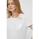 Kratka majica Dkny ženski, bela barva - bela. Kratka majica iz kolekcije Dkny, izdelana iz tanke, elastične pletenine. Model iz mehke in na otip prijetne tkanine.