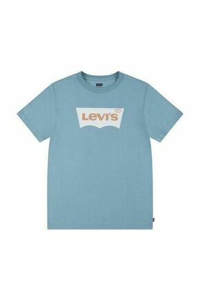 Otroška bombažna kratka majica Levi's turkizna barva - modra. Otroške kratka majica iz kolekcije Levi's. Model izdelan iz tanke