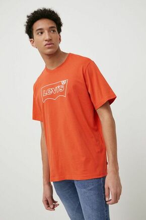 Levi's bombažna majica - oranžna. T-shirt iz zbirke Levi's. Model narejen iz tanka