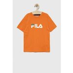 Otroška bombažna kratka majica Fila oranžna barva - oranžna. Otroški kratka majica iz kolekcije Fila. Model izdelan iz rahlo elastične pletenine.
