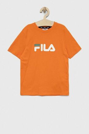 Otroška bombažna kratka majica Fila oranžna barva - oranžna. Otroški kratka majica iz kolekcije Fila. Model izdelan iz rahlo elastične pletenine.