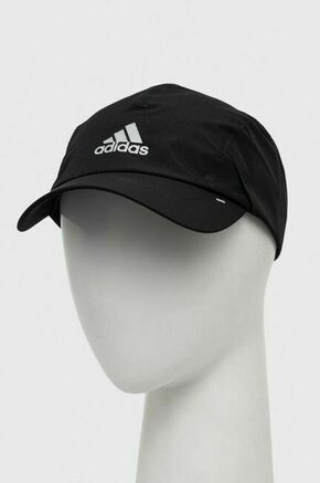 Kapa s šiltom adidas črna barva - črna. Kapa s šiltom vrste baseball iz kolekcije adidas. Model izdelan iz materiala z nalepko.