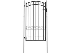 VIDAXL Vrata za ograjo zaobljena jeklo 100x175 cm črna