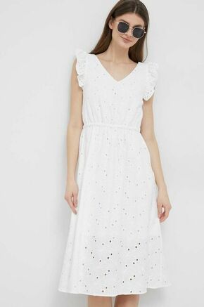 Bombažna obleka PS Paul Smith bela barva - bela. Casual obleka iz kolekcije PS Paul Smith. Nabran model
