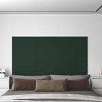 vidaXL Stenski paneli 12 kosov temno zeleni 60x15 cm blago 1,08 m²