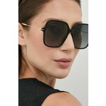 Sončna očala Gucci ženski, črna barva - črna. Sončna očala iz kolekcije Gucci. Model z enobarvnimi stekli in okvirji iz plastike. Ima filter UV 400.
