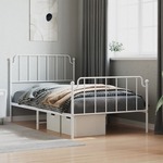Vidaxl Kovinski posteljni okvir z vzglavjem in vznožjem&nbsp;bel 107x203 cm