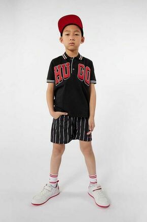 Otroške kopalne kratke hlače HUGO črna barva - črna. Otroški kopalne kratke hlače iz kolekcije HUGO. Model izdelan iz vzorčastega materiala.