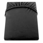 Črna elastična bombažna rjuha DecoKing Amber Collection, 120-140 x 200 cm