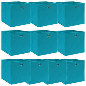 Greatstore Škatle za shranjevanje x 10 baby modre 32x32x32 cm blago