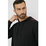 Bluza HUGO moška, črna barva, s kapuco - črna. Mikica s kapuco iz kolekcije HUGO. Model izdelan iz tanke, elastične pletenine.