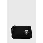 Torbica Karl Lagerfeld črna barva - črna. Majhna torbica iz kolekcije Karl Lagerfeld. na zapenjanje model izdelan iz tekstilnega materiala.