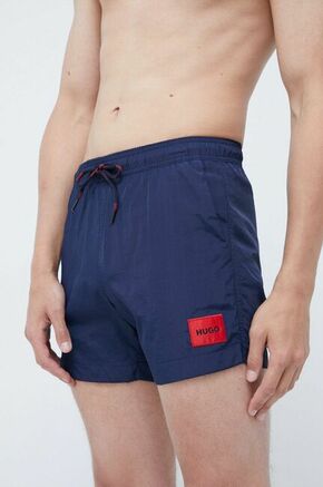 Kratke hlače za kopanje HUGO mornarsko modra barva - mornarsko modra. Kopalne kratke hlače iz kolekcije HUGO. Model izdelan iz tkanini.