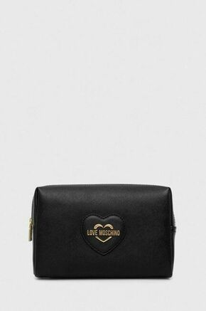 Kozmetična torbica Love Moschino črna barva - črna. Majhna kozmetična torbica iz kolekcije Love Moschino. Model izdelan iz ekološkega usnja.