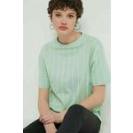 Bombažna kratka majica Karl Kani ženski, zelena barva - zelena. Kratka majica iz kolekcije Karl Kani, izdelana iz tanke, elastične pletenine. Model iz izjemno udobne bombažne tkanine.
