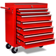 vidaXL Rdeč delavniški voziček za shranjevanje orodja s 7 predali