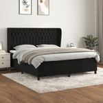 Box spring postelja z vzmetnico črna 180x200 cm žamet - vidaXL - črna - 86,21 - 180 x 200 cm - vidaXL