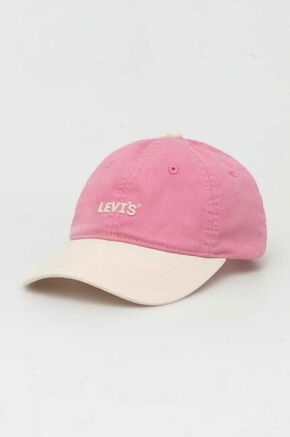 Bombažna bejzbolska kapa Levi's roza barva - roza. Kapa s šiltom vrste baseball iz kolekcije Levi's. Model izdelan iz vzorčaste tkanine.