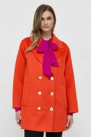 Volnen plašč Luisa Spagnoli oranžna barva - oranžna. Plašč iz kolekcije Luisa Spagnoli. Nepodložen model