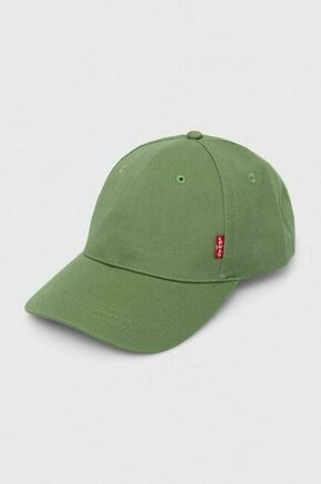 Bombažna bejzbolska kapa Levi's zelena barva - zelena. Kapa s šiltom vrste baseball iz kolekcije Levi's. Model izdelan iz enobarvne tkanine.