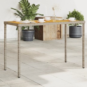 VidaXL Vrtna miza z leseno akacijevo ploščo siva 115x54x74 cm PE ratan