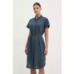Obleka Fjallraven Övik F14300013 - modra. Obleka iz kolekcije Fjallraven. Model izdelan iz enobarvne tkanine. Model iz tankega materiala je idealen za toplejše letne čase.