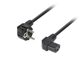 Lanberg CEE 7/7-&gt;IEC 320 C13 napajalni kabel 3m ANGLED RIGHT VDE črn