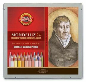 Koh-i-Noor MONDELUZ komplet akvarelnih barvic - Portret 24 kosov v leseni škatli