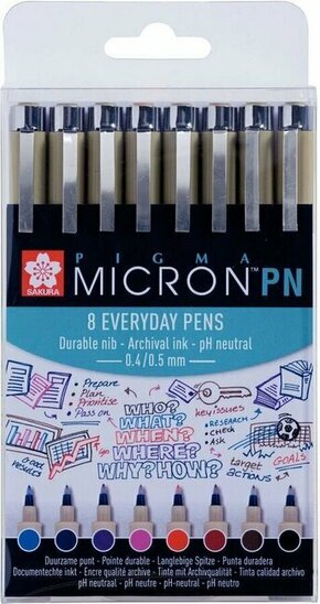 SAKURA Pigma Micron PN Komplet 8 Raznobarvnih Pero