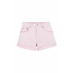 Otroške kratke hlače Levi's roza barva - roza. Otroški kratke hlače iz kolekcije Levi's. Model izdelan iz enobarvnega materiala.