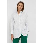 Bombažna srajca PS Paul Smith ženska, bela barva, - bela. Srajca iz kolekcije PS Paul Smith. Model izdelan iz vzorčaste tkanine.