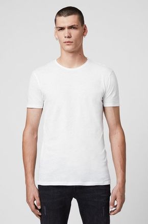 AllSaints t-shirt Figure Crew - bela. Lahek T-shirt iz kolekcije AllSaints. Model izdelan iz tanke