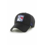 Bombažna bejzbolska kapa 47brand NHL New York Rangers črna barva - črna. Kapa s šiltom vrste baseball iz kolekcije 47brand. Model izdelan iz materiala z nalepko.