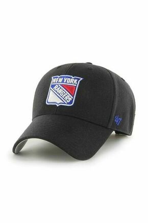 Bombažna bejzbolska kapa 47brand NHL New York Rangers črna barva - črna. Kapa s šiltom vrste baseball iz kolekcije 47brand. Model izdelan iz materiala z nalepko.