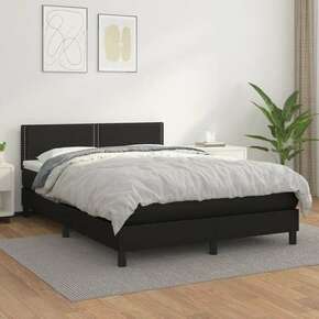 Greatstore Box spring postelja z vzmetnico črn 140x200 cm umetno usnje