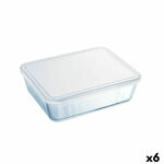 NEW Pravokotna Škatla za Malico s Pokrovom Pyrex Cook &amp; Freeze 25 x 20 cm Prozorno Silikon Steklo 2,6 L (6 kosov)