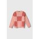 Otroški pulover s primesjo volne United Colors of Benetton roza barva - roza. Otroške Pulover iz kolekcije United Colors of Benetton. Model izdelan iz vzorčaste pletenine. Model z visoko vsebnostjo volne, ki ima naravno sposobnost dihanja in...