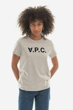 Bombažna kratka majica A.P.C. siva barva - siva. Kratka majica iz kolekcije A.P.C. Izdelana iz tanke