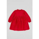Otroška bombažna obleka zippy rdeča barva - rdeča. Otroški obleka iz kolekcije zippy. Nabran model, izdelan iz vzorčastega materiala.