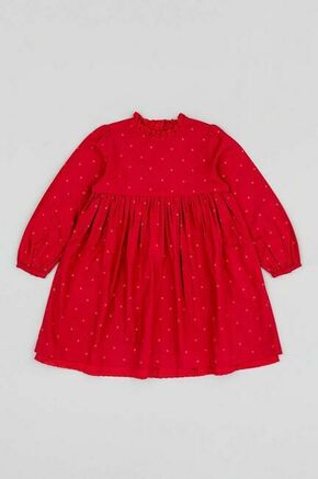 Otroška bombažna obleka zippy rdeča barva - rdeča. Otroški obleka iz kolekcije zippy. Nabran model