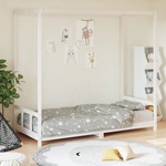 vidaXL Otroški posteljni okvir bel 90x190 cm trdna borovina
