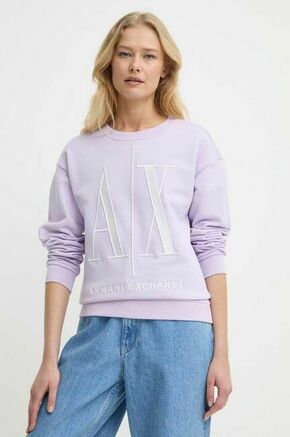 Armani Exchange pulover - vijolična. Pulover iz kolekcije Armani Exchange. Model izdelan iz pletenine z nalepko.