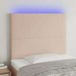 Greatstore LED posteljno vzglavje kapučino 80x5x118/128 cm umetno usnje