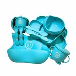 FULL paket silikonskih izdelkov z vakuumsko pritrditvijo BabyPlanet - Svetlo Modra