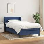shumee Box spring postelja z vzmetnico modra 90x190 cm blago